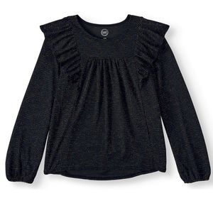 NWT Wonder Nation Metallic Ruffle Shoulder Long Sleeve Shirt
